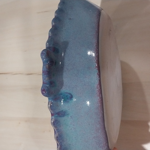 Crab Shaped Dish Bowl Art Pottery Glazed Stoneware Signed 8" Coastal Nautical - Picture 5 of 13